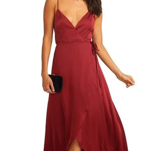 MuMu Mariah Wrap Dress Ruby Luxe Satin